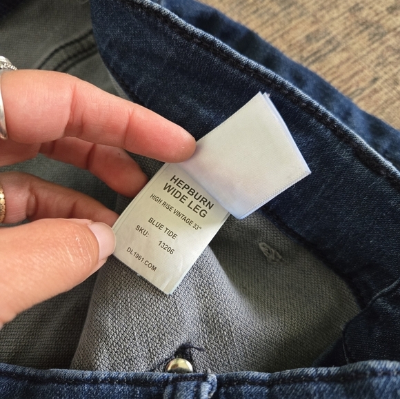 DL1961 Hepburn Wide Leg High Rise Blue Jeans Denim Vintage 33" Blue Tide Size 31 - Picture 6 of 8